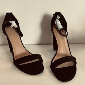 Just Fab Black Open Toe Ankle Strap Block Heel Shoes Dressy Women's  Size 9